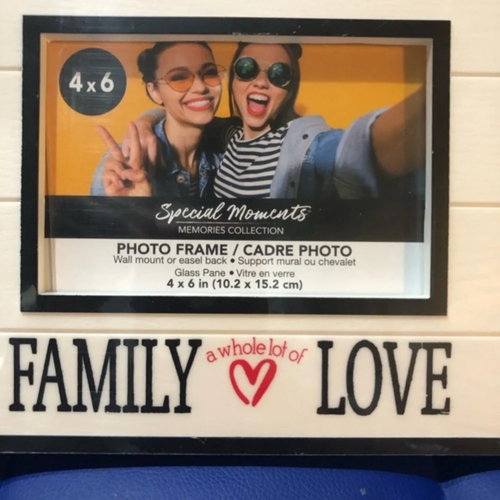 2 photo picture frames, “Family is forever” & “family a whole lot of love